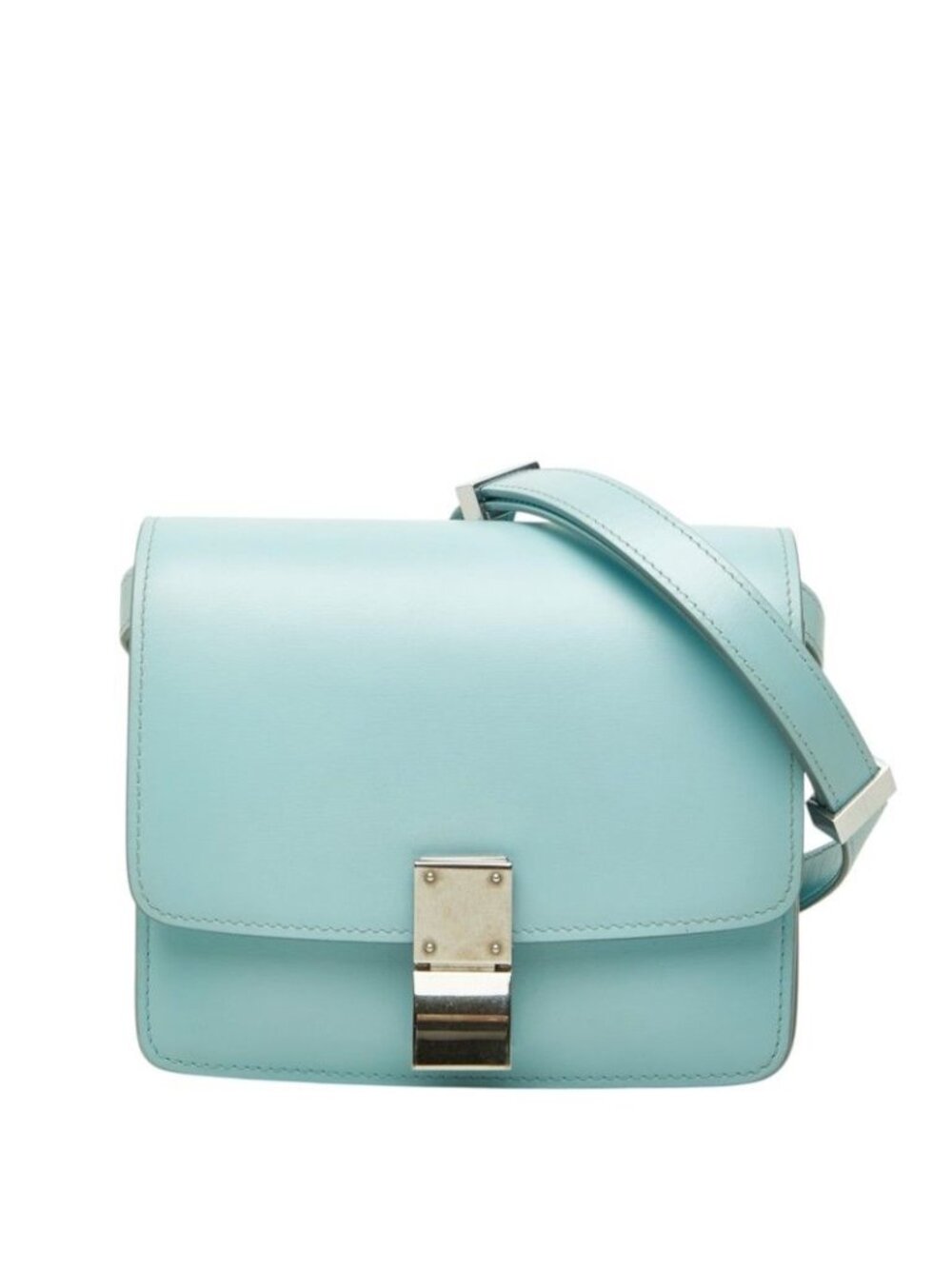 Celine Classic Box Crossbody Shoulder Bag Blue Leather